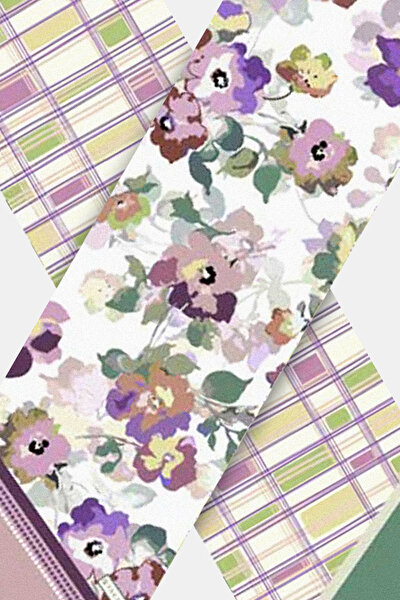 EKRU ÇİÇEK DESENLİ TWILL FULAR 3