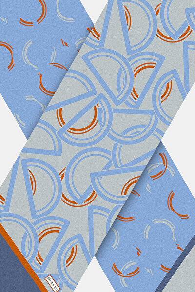 GÜMÜŞ GEOMETRİK DESENLİ TWILL FULAR 3