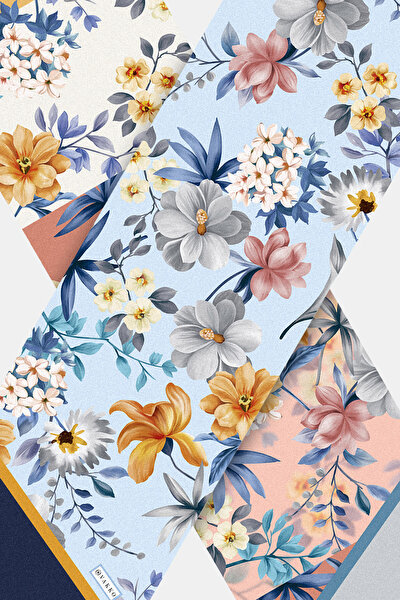 LACIVERT ÇİÇEK DESENLİ TWILL FULAR 3