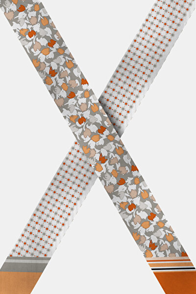 VİZON ÇİÇEK DESENLİ TWILL FULAR 3