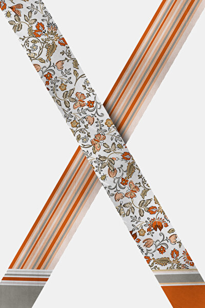 VİZON ÇİÇEK DESENLİ TWILL FULAR 3