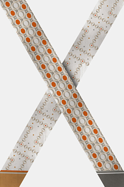 CINNAMON GEOMETRIC DESIGN TWILL FOULARD 3