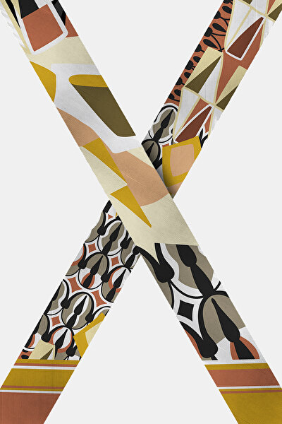 SARI GEOMETRİK DESENLİ TWILL FULAR 3