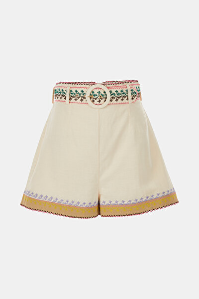 LIGHT PINK DESIGN FILLED SHORTS 3