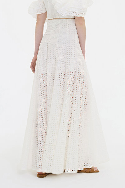 WHITE SMALL BOXES DESIGN WIDE LEG TROUSERS 3