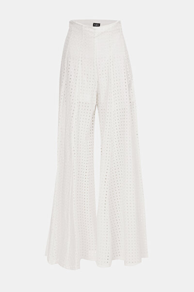 WHITE SMALL BOXES DESIGN WIDE LEG TROUSERS 4