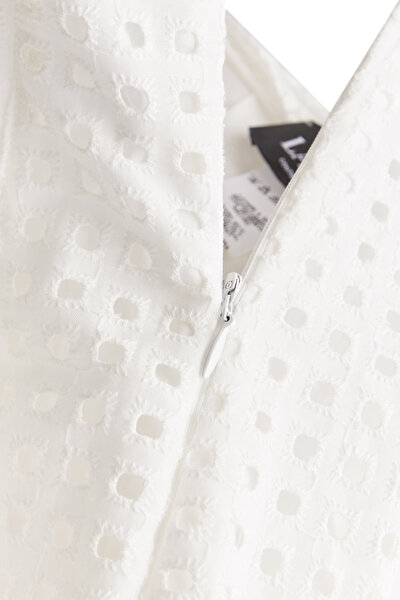 WHITE SMALL BOXES DESIGN WIDE LEG TROUSERS 8