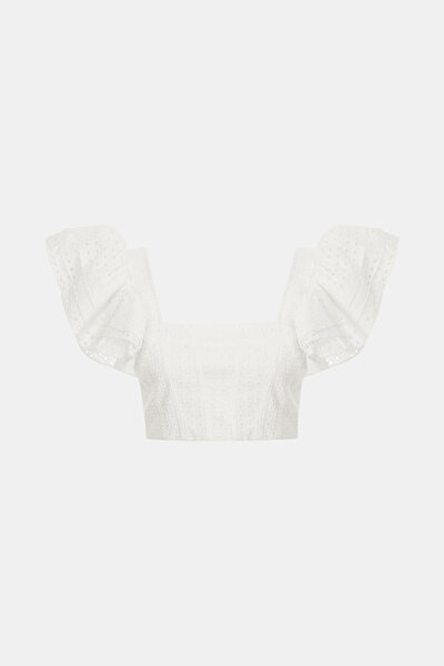 WHITE SQUARE SLEEVELESS BLOUSE 5