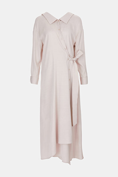 CREAM LONG SLEEVE ASYMMETRIC DRESS 5