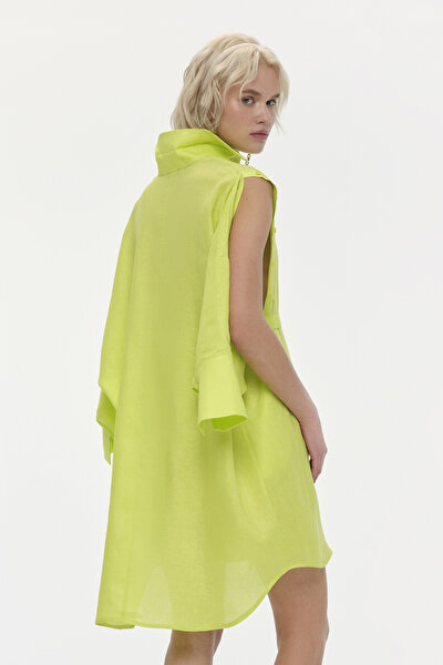GREEN LONG SLEEVE ASYMMETRIC DRESS 3