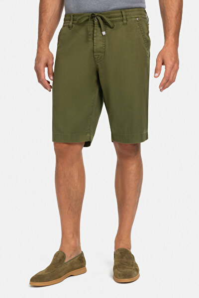 DARK GREEN LINEN COTTON BERMUDA 3