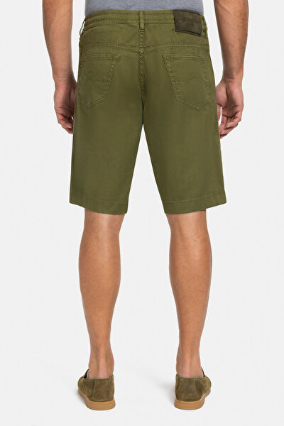 DARK GREEN LINEN COTTON BERMUDA 4