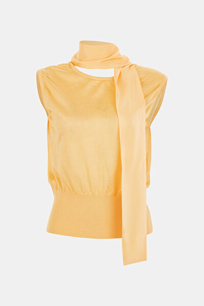 ORANGE BASIC / ROUND NECKLINE SLEEVELESS BLOUSE 4