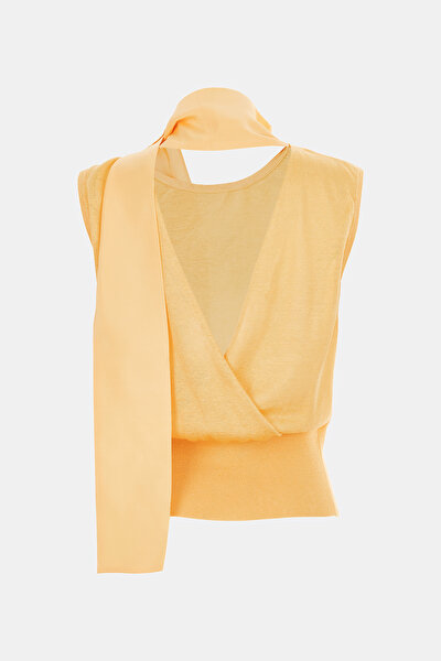 ORANGE BASIC / ROUND NECKLINE SLEEVELESS BLOUSE 5