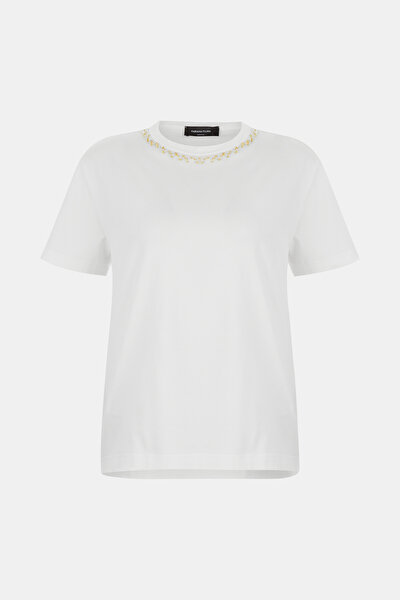 WHITE BASIC / ROUND NECKLINE SHORT SLEEVE TSHIRT 5