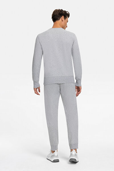 GRAY MELANGE BASIC / ROUND NECKLINE SWEATSHIRT 3