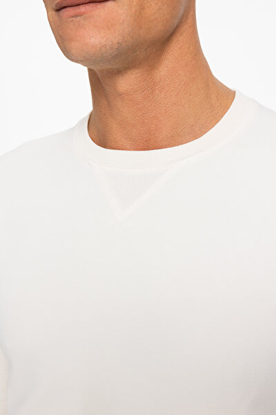 CREAM BASIC / ROUND NECKLINE SWEATSHIRT 3