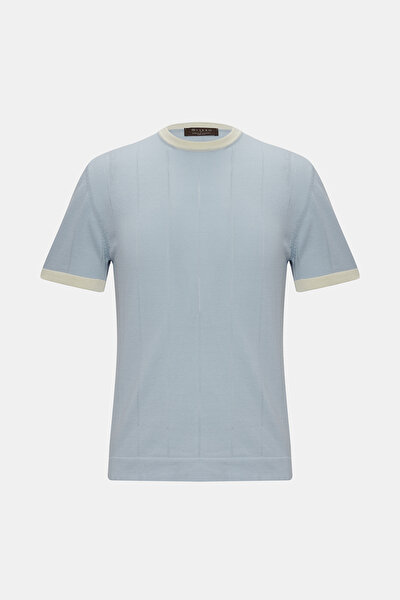AÇIK MAVİ O YAKA KISA KOLLU T-SHIRT 5