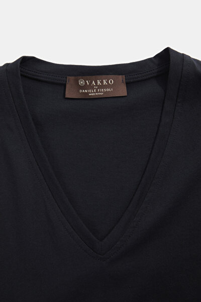KOYU LACİVERT V YAKA KOLSUZ T-SHIRT 3