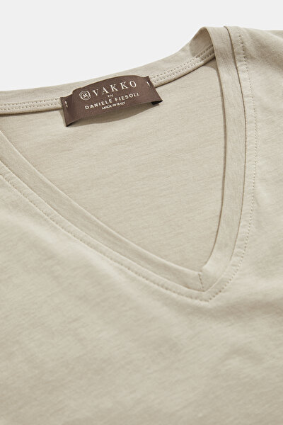 BEJ V YAKA KOLSUZ T-SHIRT 5