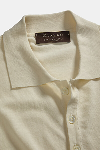 EKRU POLO YAKA UZUN KOLLU T-SHIRT 3