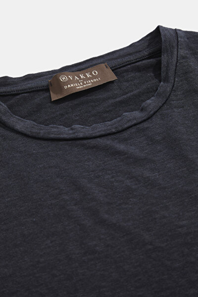 DARK NAVY BLUE BASIC / ROUND NECKLINE SHORT SLEEVE TSHIRT 3