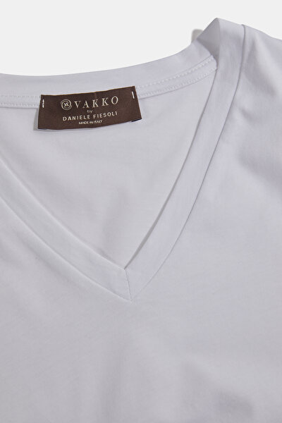 EKRU V YAKA KISA KOLLU T-SHIRT 3
