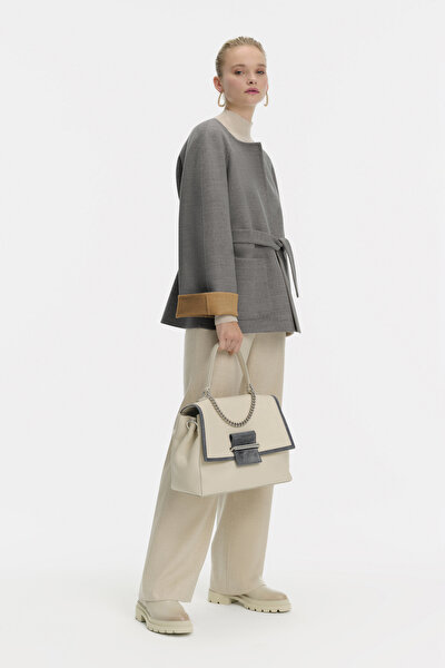GREY BASIC / ROUND NECKLINE JACKET 4