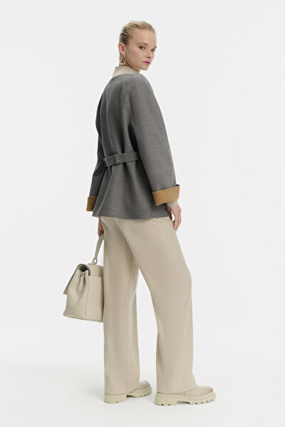 GREY BASIC / ROUND NECKLINE JACKET 5