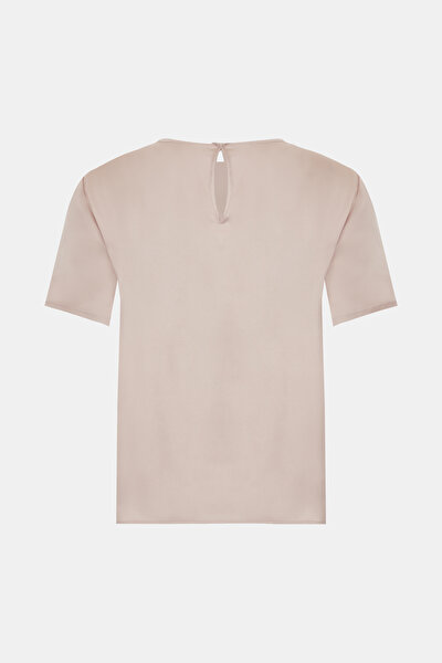 POWDER BASIC / ROUND NECKLINE SHORT SLEEVE BLOUSE 5