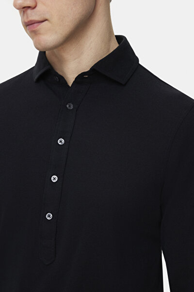 SİYAH POLO YAKA UZUN KOLLU T-SHIRT 3