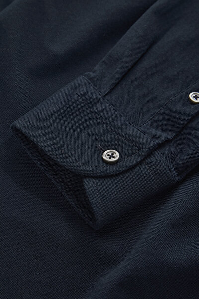 LACİVERT POLO YAKA UZUN KOLLU T-SHIRT 4