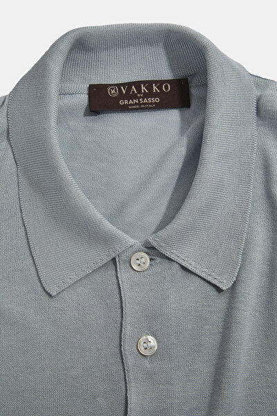 LIGHT BLUE POLO NECK SHORT SLEEVE TSHIRT 3
