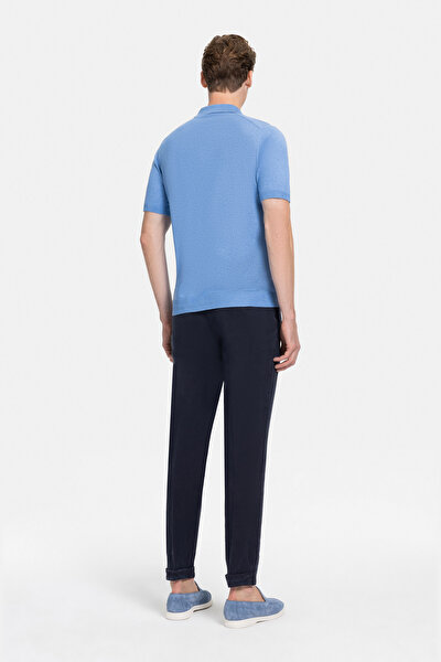 BLUE POLO NECK SHORT SLEEVE TSHIRT 3