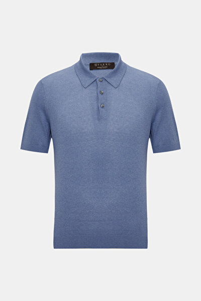 BLUE POLO NECK SHORT SLEEVE TSHIRT 4