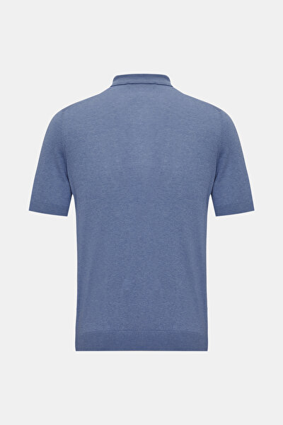 BLUE POLO NECK SHORT SLEEVE TSHIRT 5