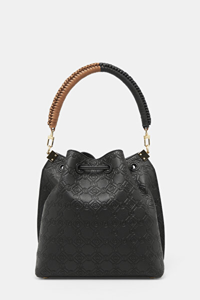 BLACK MONOGRAM LEATHER BAG 4