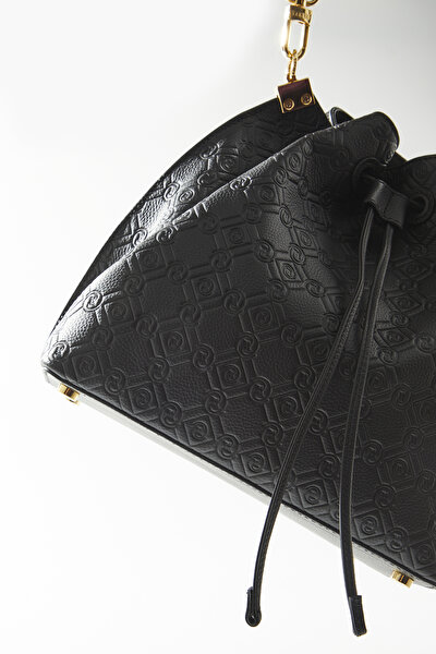 BLACK MONOGRAM LEATHER BAG 5