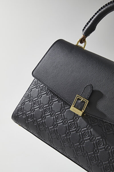 BLACK MONOGRAM LEATHER BAG 5