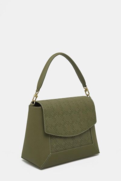 KHAKI MONOGRAM LEATHER BAG 3