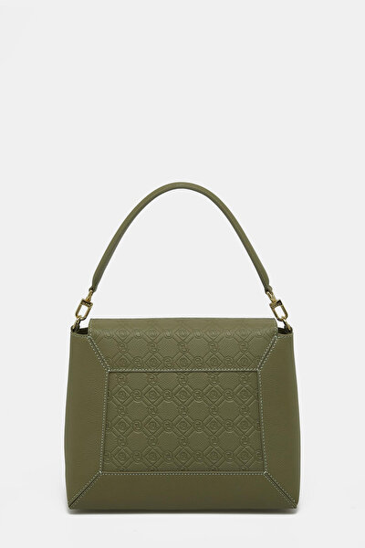 KHAKI MONOGRAM LEATHER BAG 4
