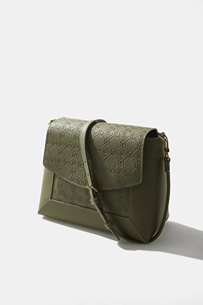 KHAKI MONOGRAM LEATHER BAG 5