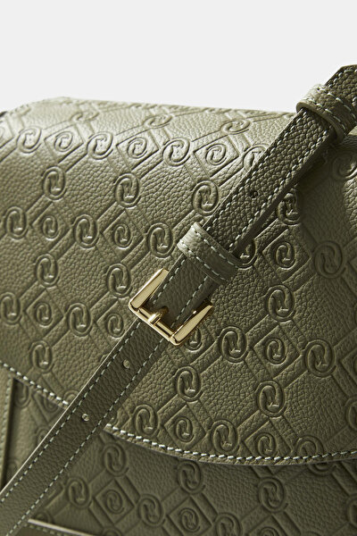 KHAKI MONOGRAM LEATHER BAG 8