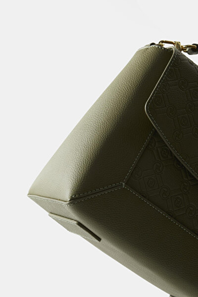 KHAKI MONOGRAM LEATHER BAG 9