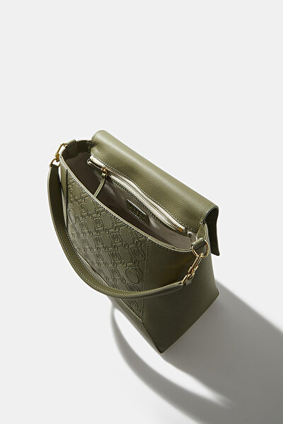 KHAKI MONOGRAM LEATHER BAG 10