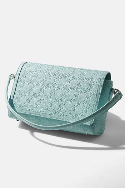 TURQUOISE MONOGRAM LEATHER BAG 5