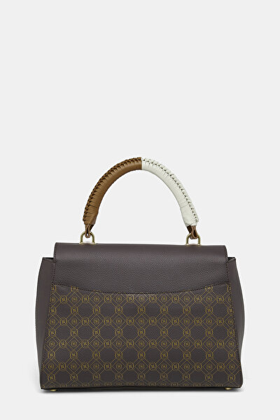 BEIGE MONOGRAM LEATHER BAG 4