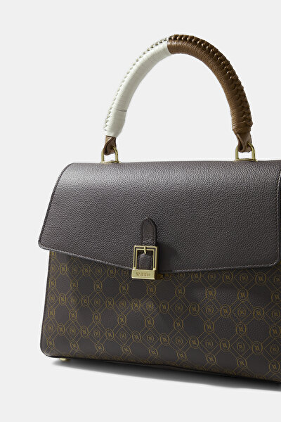 BEIGE MONOGRAM LEATHER BAG 5