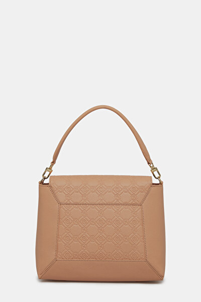 DARK ORANGE MONOGRAM LEATHER BAG 4