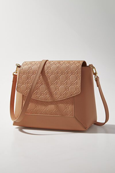 DARK ORANGE MONOGRAM LEATHER BAG 5